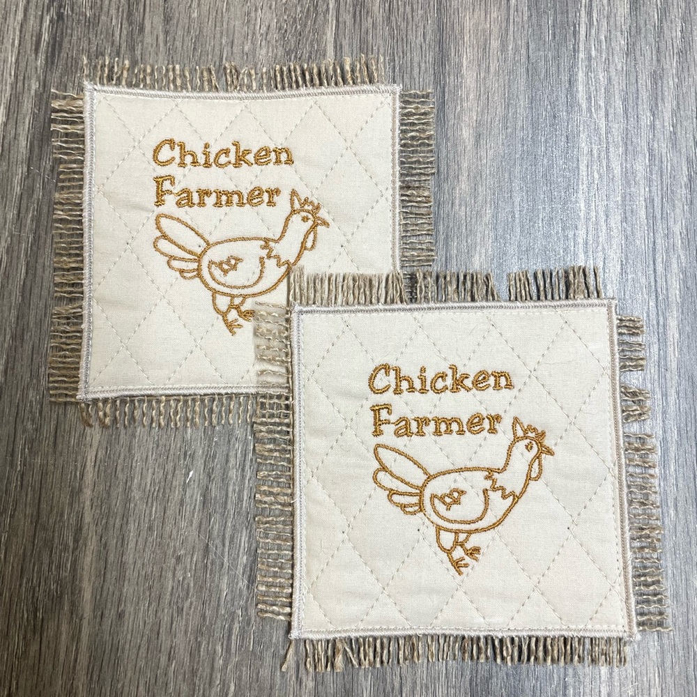 Chicken Farmer Beige Coffee Drink Coasters